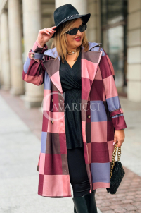 ALESSANDRA Eleganter Übergröße-Mantel in Bordeauxrot