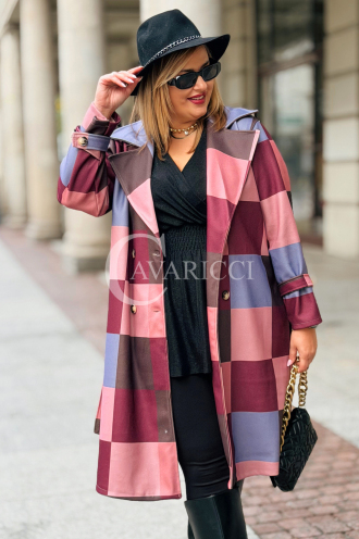 ALESSANDRA Eleganter Übergröße-Mantel in Bordeauxrot