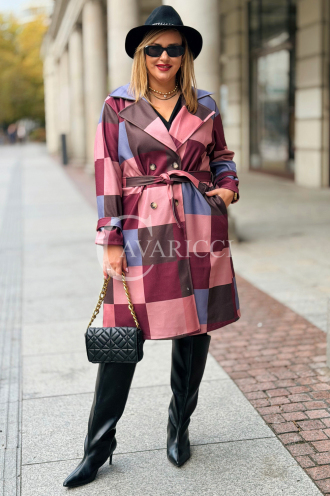 ALESSANDRA Eleganter Übergröße-Mantel in Bordeauxrot