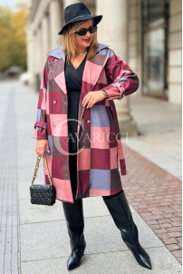 ALESSANDRA Eleganter Übergröße-Mantel in Bordeauxrot
