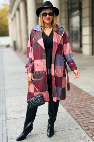 ALESSANDRA Eleganter Übergröße-Mantel in Bordeauxrot