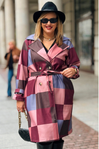 ALESSANDRA Eleganter Übergröße-Mantel in Bordeauxrot