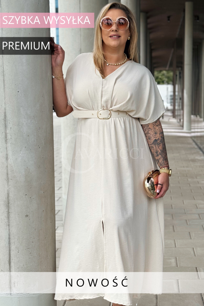 AMANDA Kleid in Beige – Große Größen | Cavaricci.de