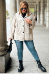 ANASTASSIA Damen-Steppjacke in Übergrößen mit Kapuze und Taschen in Beige