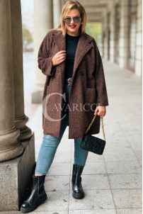 CASSANDRA Plus Size Mantel in Schokoladenbraun | Elegant