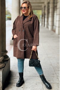 CASSANDRA Plus Size Mantel in Schokoladenbraun | Elegant