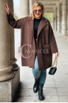 CASSANDRA Plus Size Mantel Weich Anzufassen Mit Kragen In Schokoladenbrauner Farbe
