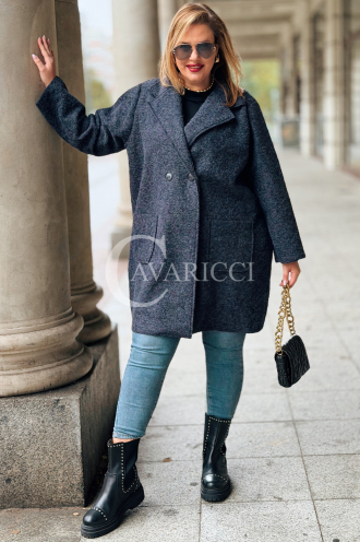 CASSANDRA Mantel Plus Size – Elegant & Weich in Marineblau