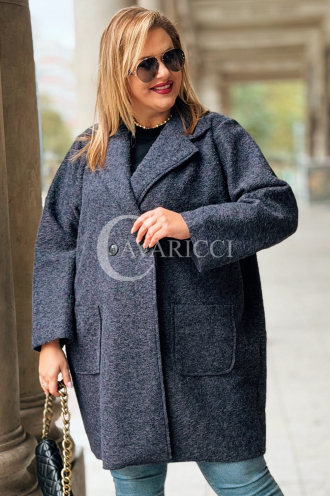 CASSANDRA Mantel Plus Size – Elegant & Weich in Marineblau