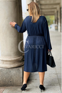DAPHNE Übergröße Kleid Marineblau mit Raffung