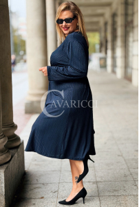 DAPHNE Übergröße Kleid Marineblau mit Raffung