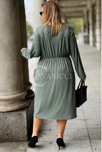 DAPHNE Plus-Size-Kleid in Grün mit Raffung am Bauch