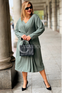 DAPHNE Plus-Size-Kleid in Grün mit Raffung am Bauch