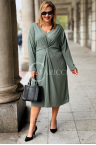 DAPHNE Damenkleid in großen Größen mit dekorativer Raffung am Bauch in Grün