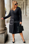 DAPHNE Damen Kleid in Übergröße mit dekorativer Raffung am Bauch in Schwarz