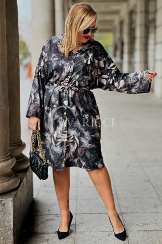 COSIMA Plus-Size-Kleid mit Taillenbindung in Schwarz