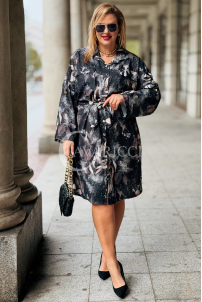 COSIMA Plus-Size-Kleid mit Taillenbindung in Schwarz