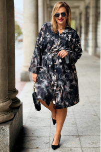 COSIMA Plus-Size-Kleid mit Taillenbindung in Schwarz