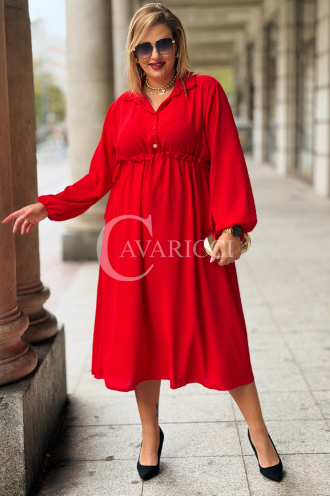 ESTELLE Elegantes Maxi-Kleid in Rot für Große Größen