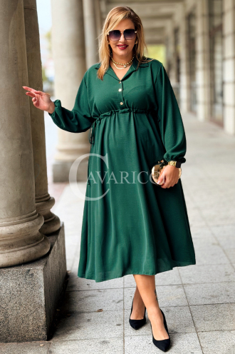 ESTELLE Elegantes Maxi-Kleid in Übergröße | Flaschengrün