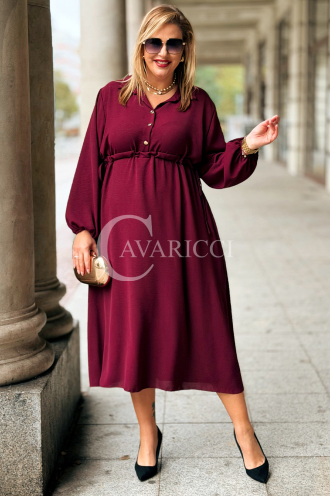 Elegantes Maxi-Kleid ESTELLE in Bordeauxrot | Plus Size