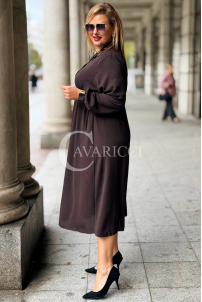 Elegantes Maxi-Kleid ESTELLE in Übergröße – Schokobraun