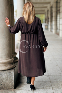 Elegantes Maxi-Kleid ESTELLE in Übergröße – Schokobraun