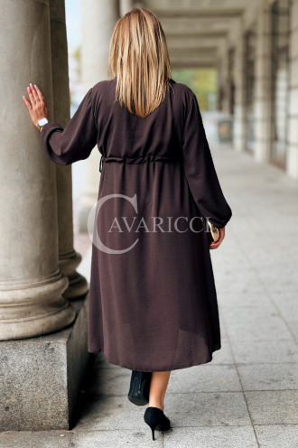 Elegantes Maxi-Kleid ESTELLE in Übergröße – Schokobraun