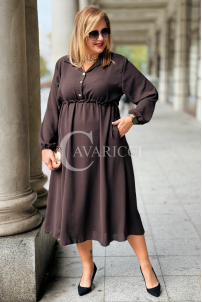 Elegantes Maxi-Kleid ESTELLE in Übergröße – Schokobraun
