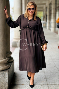 Elegantes Maxi-Kleid ESTELLE in Übergröße – Schokobraun