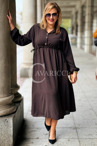 Elegantes Maxi-Kleid ESTELLE in Übergröße – Schokobraun