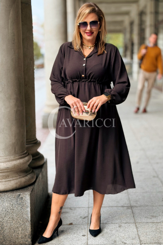 Elegantes Maxi-Kleid ESTELLE in Übergröße – Schokobraun