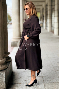 Elegantes Maxi-Kleid ESTELLE in Übergröße – Schokobraun