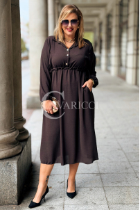 Elegantes Maxi-Kleid ESTELLE in Übergröße – Schokobraun