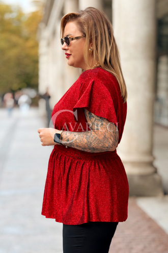 DOMINIQUE Glänzende Damen-Bluse in Übergrößen | Kurzarm