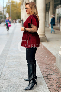 Elegante Glitzer-Bluse in Großen Größen – Metallisches Rot