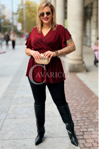 Elegante Glitzer-Bluse in Großen Größen – Metallisches Rot