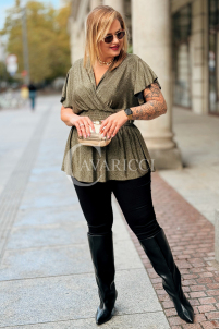 Elegante Glitzer-Bluse DOMINIQUE in Gold – Übergröße