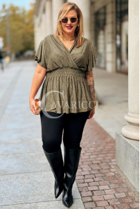 Elegante Glitzer-Bluse DOMINIQUE in Gold – Übergröße