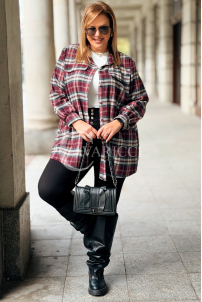 GLORIA Damen-Bluse mit Karomuster in Bordeauxrot – Übergröße