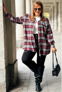 GLORIA Damen-Bluse mit Karomuster in Bordeauxrot – Übergröße