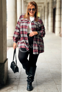 GLORIA Damen-Bluse mit Karomuster in Bordeauxrot – Übergröße
