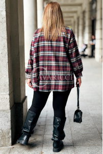 GLORIA Damen-Bluse mit Karomuster in Bordeauxrot – Übergröße
