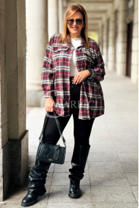 GLORIA Damen-Bluse mit Karomuster in Bordeauxrot – Übergröße