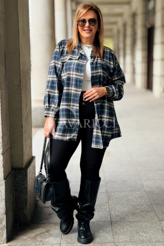 GLORIA Damen-Karohemd in Marineblau – Große Größen