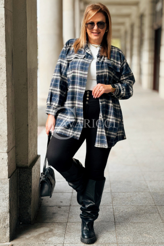 GLORIA Damen-Karohemd in Marineblau – Große Größen