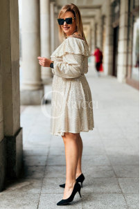 Glänzendes Pailletten-Abendkleid Plus Size Off-Shoulder Beige