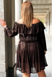 Glänzendes Pailletten-Abendkleid Plus Size in Braun