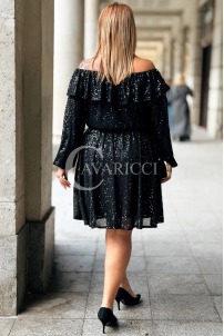 Glänzendes Pailletten-Abendkleid Plus Size Off-Shoulder