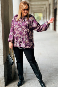 MIRANDA Elegante Bluse in Übergröße – Pflaumen-Paisley